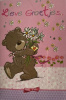 lieve groetjes beer bloemen kaart
