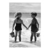 zwart wit foto kinderen strand